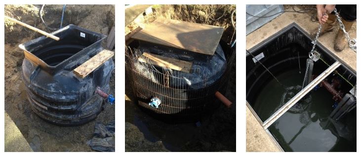 installation of a water tank on a building site