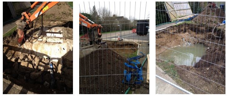 the stages of a pump getting installed on a work site