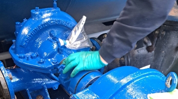 An image of a heritage pump equipment being fitted