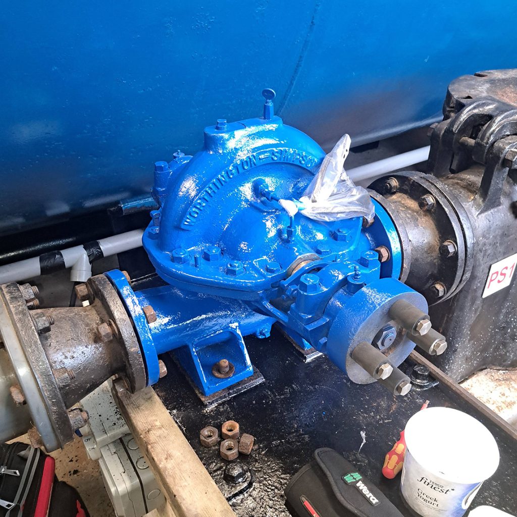 An image of a heritage pump equipment being fitted