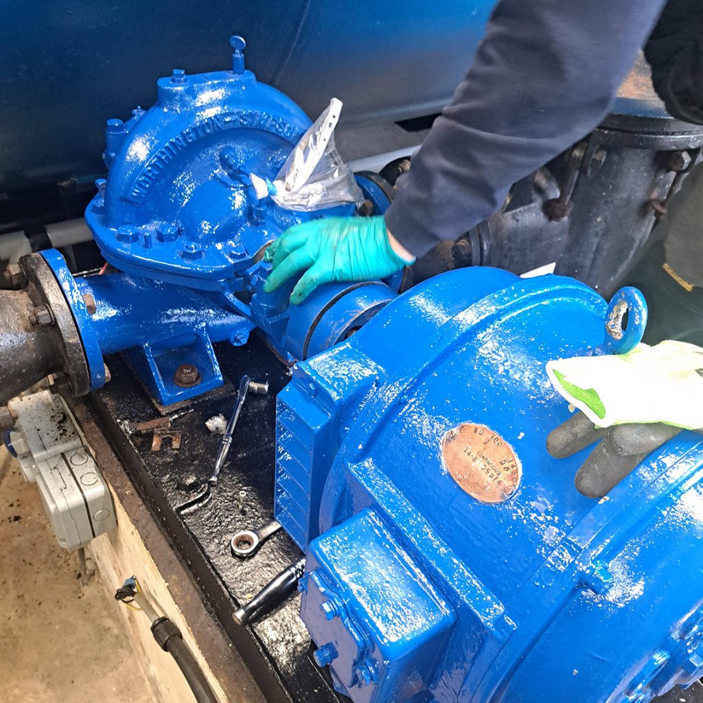 An image of a heritage pump equipment being fitted